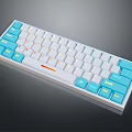 Modern Mechanical Keyboard With Blue White Yellow Keycaps For Computer Typing And Gaming