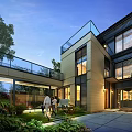 Lush Landscaped Garden in Modern Residential Complex With Central Pathway and Greenery Flowers
