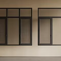 Modern Casement Windows With Black Frames Mesh Panels And Clear Glass