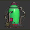 Futuristic Green Sci Fi Mechanical Container With Pipes Support Base And Glowing Accents 3d model