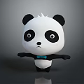 Cute Black And White Panda Doll With Pink Cheeks Blue Bow Tie And Outstretched Arms 3d model