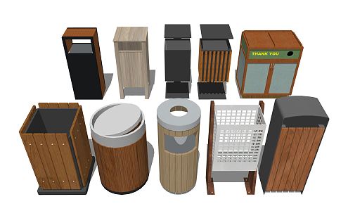 modern trash can outdoor trash can 3d model