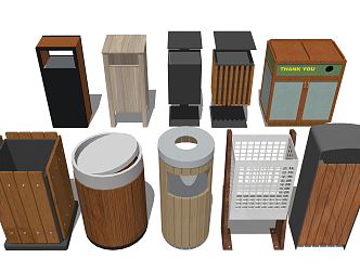 modern trash can outdoor trash can 3d model