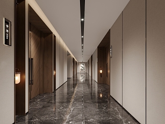 Modern aisle hotel aisle corridor 3d model