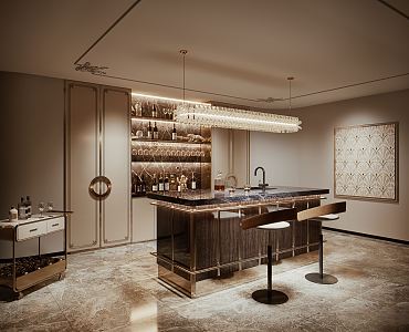 Modern Bar Area Nakajima West Cabinet 3d model