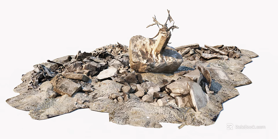 Natural Stone Architectural Components With Stacked Structure And Textured Surfaces 3d model