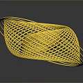 Abstract Yellow Spiral Sculpture With Intricate Woven Wire Structure And Modern Design
