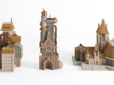 Ancient Architecture Models Showcasing Elaborate Towers Domes Spires And Arched Details 3d model