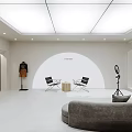 Modern Minimalist Clothing Store Interior With Clothing Racks Sofa And Mirror