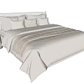 White Minimalist Double Bed With Soft Bed Sheets And Matching Nightstand