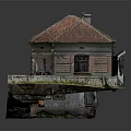 Traditional Village House Model With Red Tiled Roof Green Beige Walls Porch And Stairs
