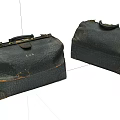 Vintage Black Leather Bags With Worn Surface Cracked Texture Metal Clasps and Handles