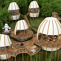 Eco Friendly Egg Shaped Glamping Domes Surrounded by Forest With Wooden Decks And Fire Pit