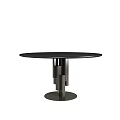 Modern Black Round Dining Table With Unique Geometric Metal Base Design 3d model