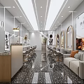 Elegant Modern Beauty Salon Spacious Interior With Marble Floor Mirrors And Sofa