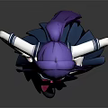 Anime Fictional Character With Purple Hair Red Eyes Blue Sailor Uniform And Pink Bow