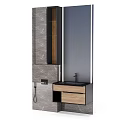 Modern Bathroom Washbasin Vanity With Large Mirror Wooden Cabinets And Drawer