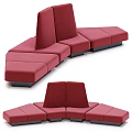 Modern Red Modular Armchair With Sectional Seating And Cushioned Backrest Design 3d model