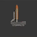 Rocket Model With Orange Body White Space Shuttle And Gray Launch Platform 3d model