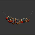 Exquisite Enamel Multi Pendant Necklace With Gold Chain And Colorful Red Blue Accents