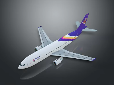 Space Vehicle Model Featuring White Body Purple Tail And Colorful Stripes 3d model