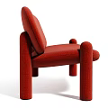 Red Modern Double Sofa With Rounded Arms And Fabric Upholstery For Living Room