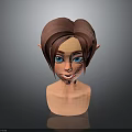 3D Modeled Elf Like Character With Brown Hair Blue Eyes And Pointed Ears Head Portrait