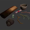Natural Home Living Essentials With Wooden Tray Woven Basket And Decorative Branches