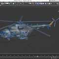 Detailed Military Camouflage Helicopter With Rotors Fuselage And Equipment Structure