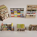 Diverse Multilayer Display Shelves for Retail Shops with Various Structures and Product