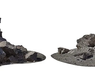 Natural Stone And Wood Materials With Rough Textures And Stacked Structures 3d model