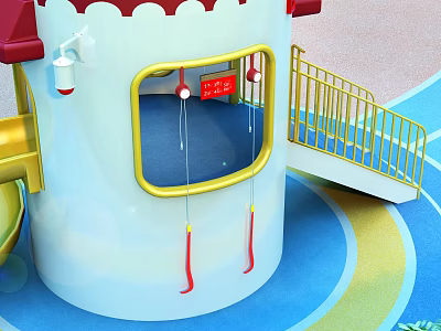 Colorful Castle Themed Children Play Facility For Fun Safe Outdoor Garden Landscape Amusement Space 3d model