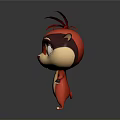 Cute 3D Animated Cartoon Character With Red Fur Big Yellow Eyes And White Belly