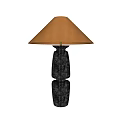 Modern Table Lamps With Black Ceramic Bases And Orange Fabric Shades