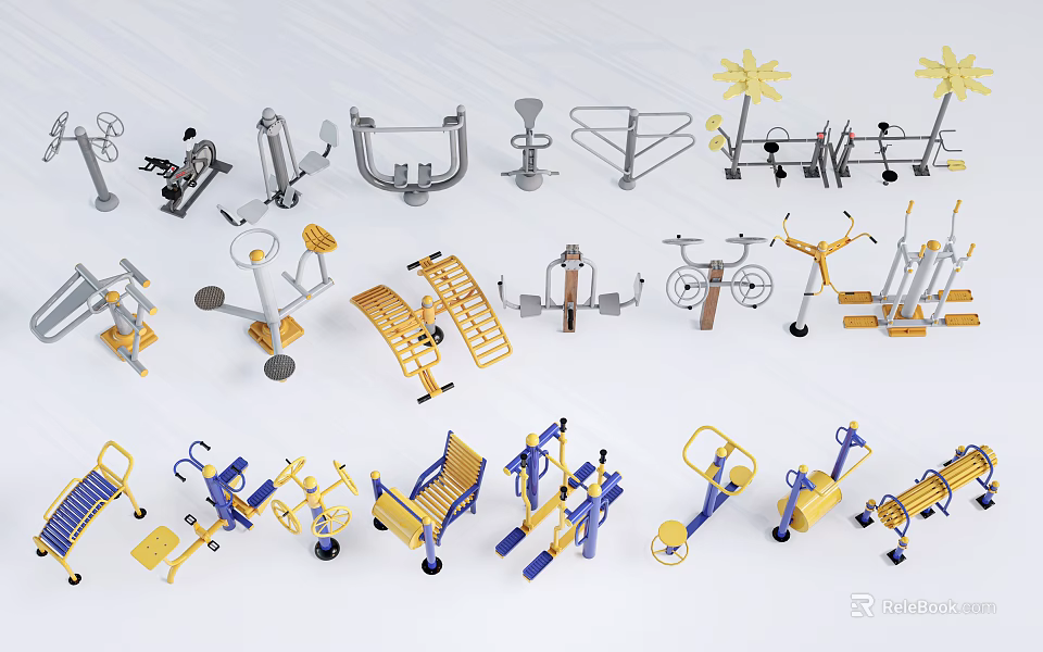 Variety of Fitness Equipment for Home Gym Workout and Training 3d model 