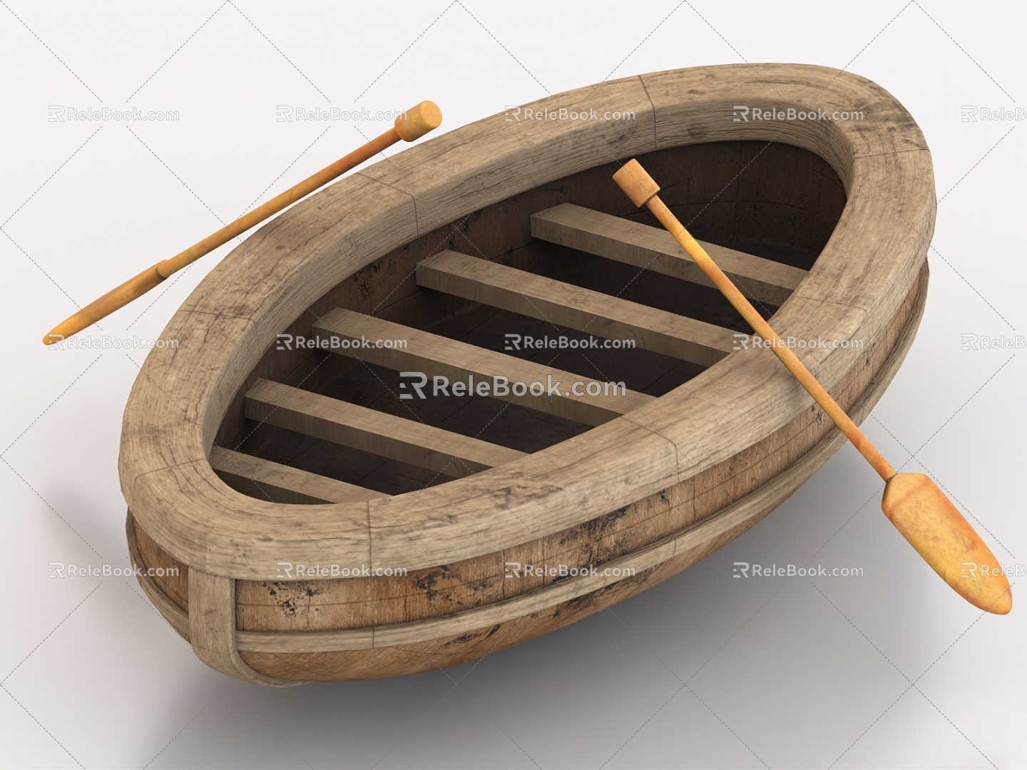 Vintage Wooden Boat Paddle 3d model