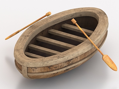 Vintage Wooden Boat Paddle 3d model