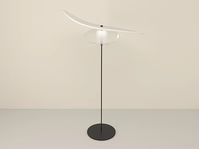Modern Minimalist Floor Lamp With Black Stand Transparent Shade And Curved White Arc 3d model