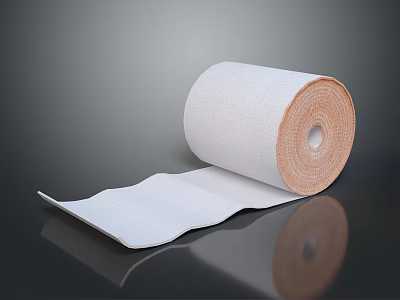 White Gauze Bandage Roll For Medical First Aid With Soft Absorbent Material 3d model