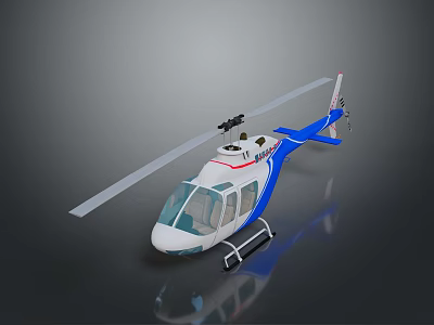 Blue And White Helicopter For Aerospace Missions Featuring Rotor And Cockpit Structure 3d model