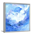 Vibrant Abstract Painting With Pink White Clouds And Blue Purple Mountainous View