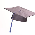 Classic Gray Graduation Cap Featuring Square Top And Blue Tassel 3d model