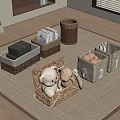 Wicker and Fabric Storage Baskets Organizing Toys Eggs Magazines in Home Living Room