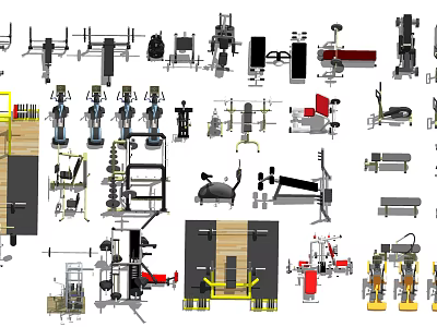 Different Types of Sports Equipment for Gym Fitness Training and Workout 3d model