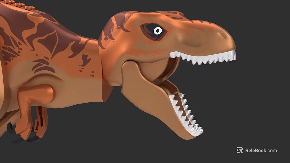 Building Blocks T Rex Dinosaur Head With Open Mouth And Sharp Teeth 3d model