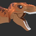 Building Blocks T Rex Dinosaur Head With Open Mouth And Sharp Teeth 3d model