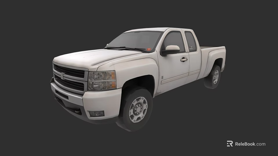 Modern White Pickup Truck With Double Cab Cargo Bed And Alloy Wheels 3d model 