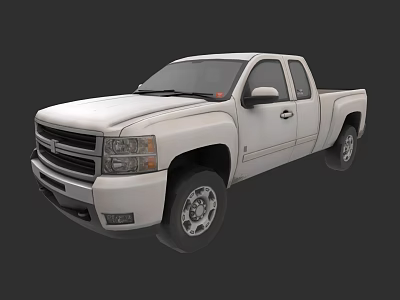 Modern White Pickup Truck With Double Cab Cargo Bed And Alloy Wheels 3d model