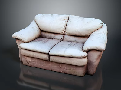 Multiple People Comfortable Beige Two Seater Sofa For Cozy Living Room Seating 3d model