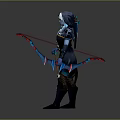 Blue Skinned White Haired Archer Game And Movie Character With Bow Arrows And Ornate Outfit